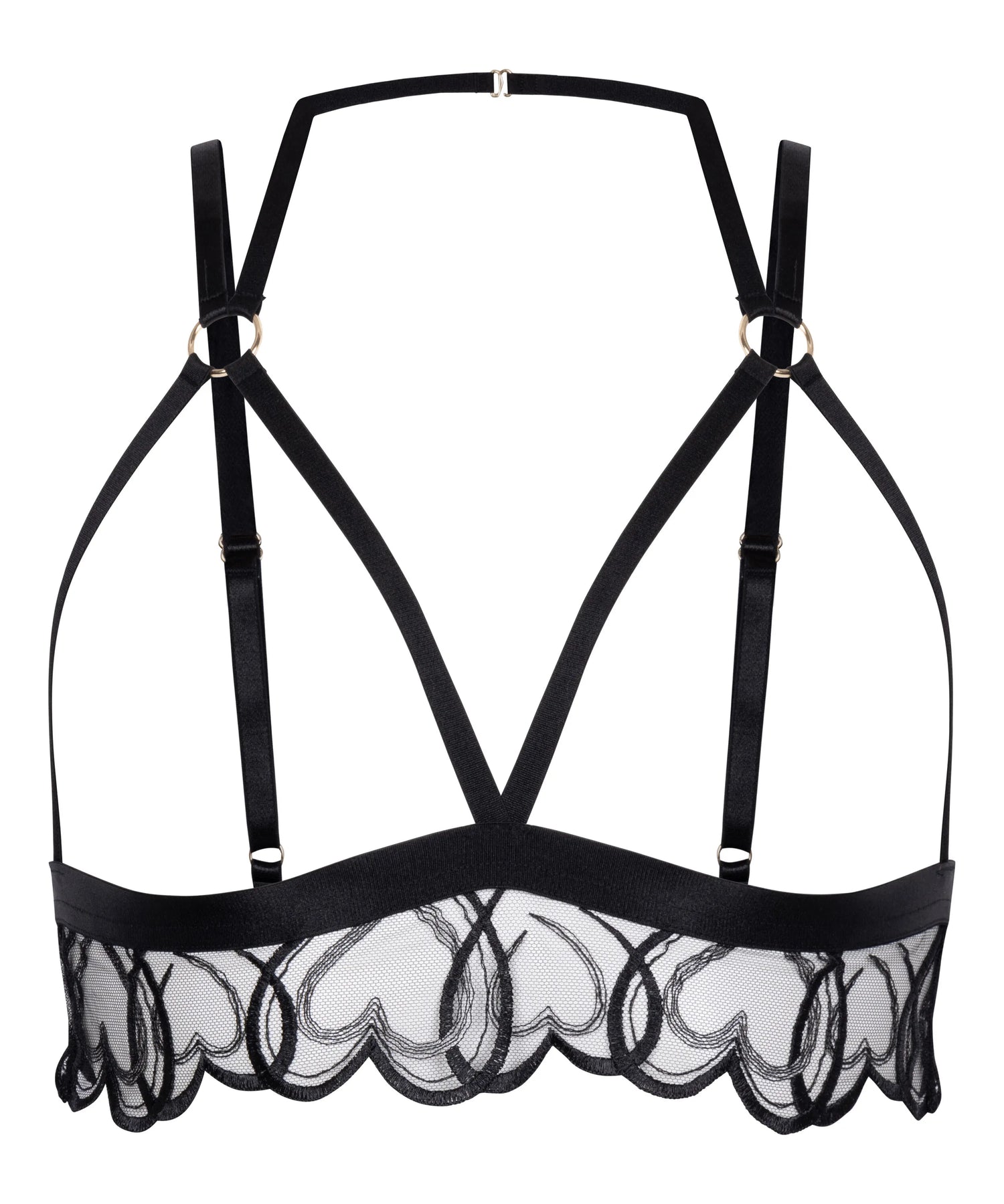 Hunkemoller Black Women Olivia Open Bralette SKU: 304472_Black Image 01