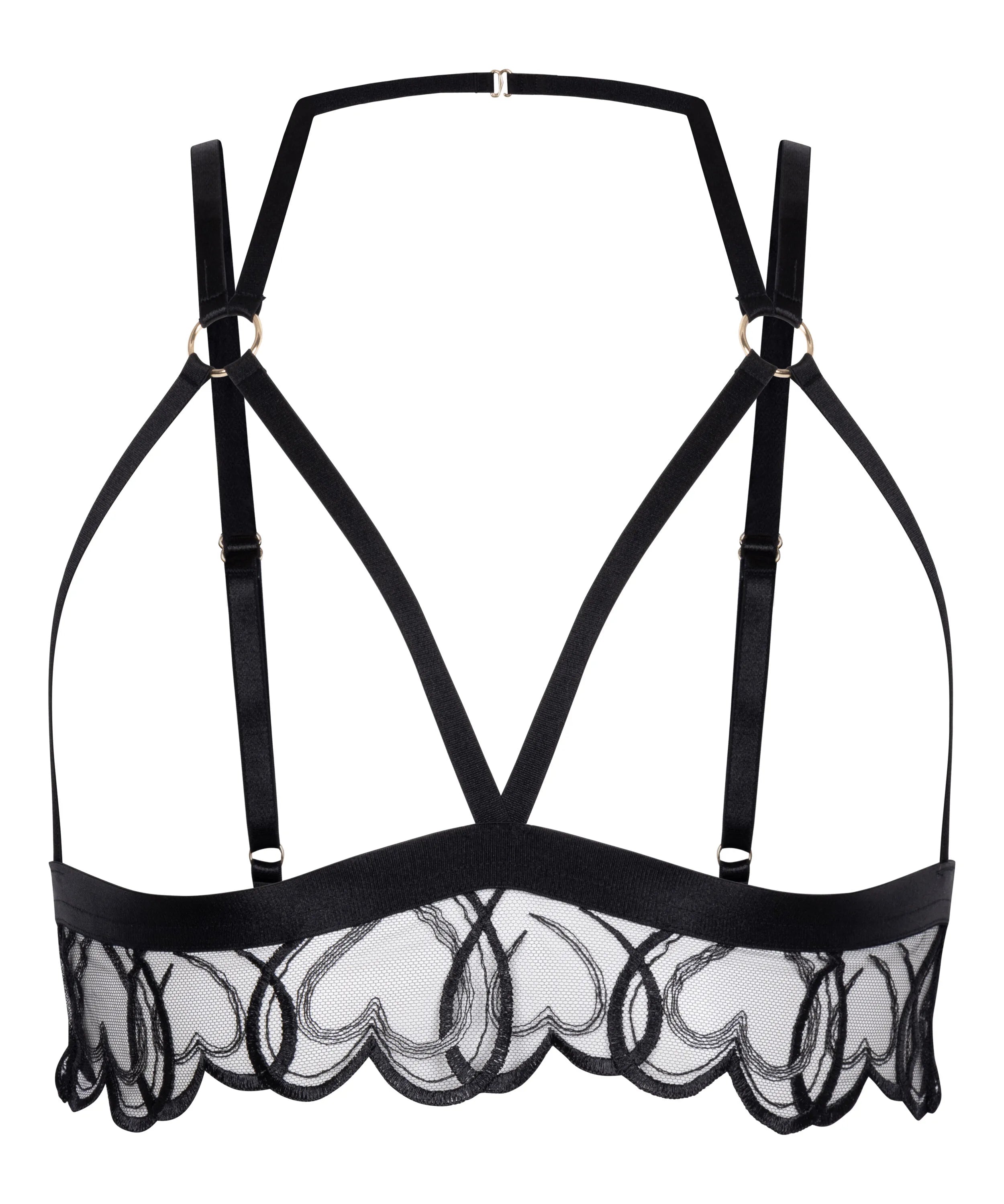Hunkemoller Black Women Olivia Open Bralette SKU: 304472_Black Image 01
