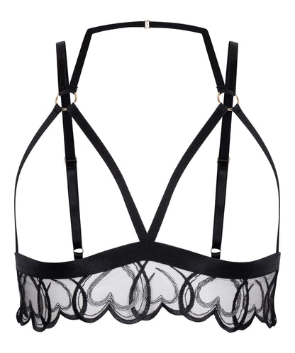 Hunkemoller Black Women Olivia Open Bralette SKU: 304472_Black Image 01