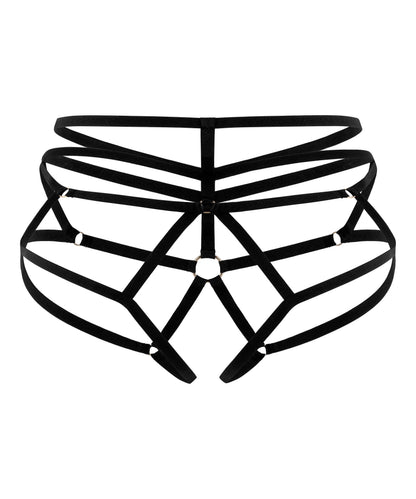 Hunkemoller Black Women Elastic Open Brief SKU: 304476_Black Image 04