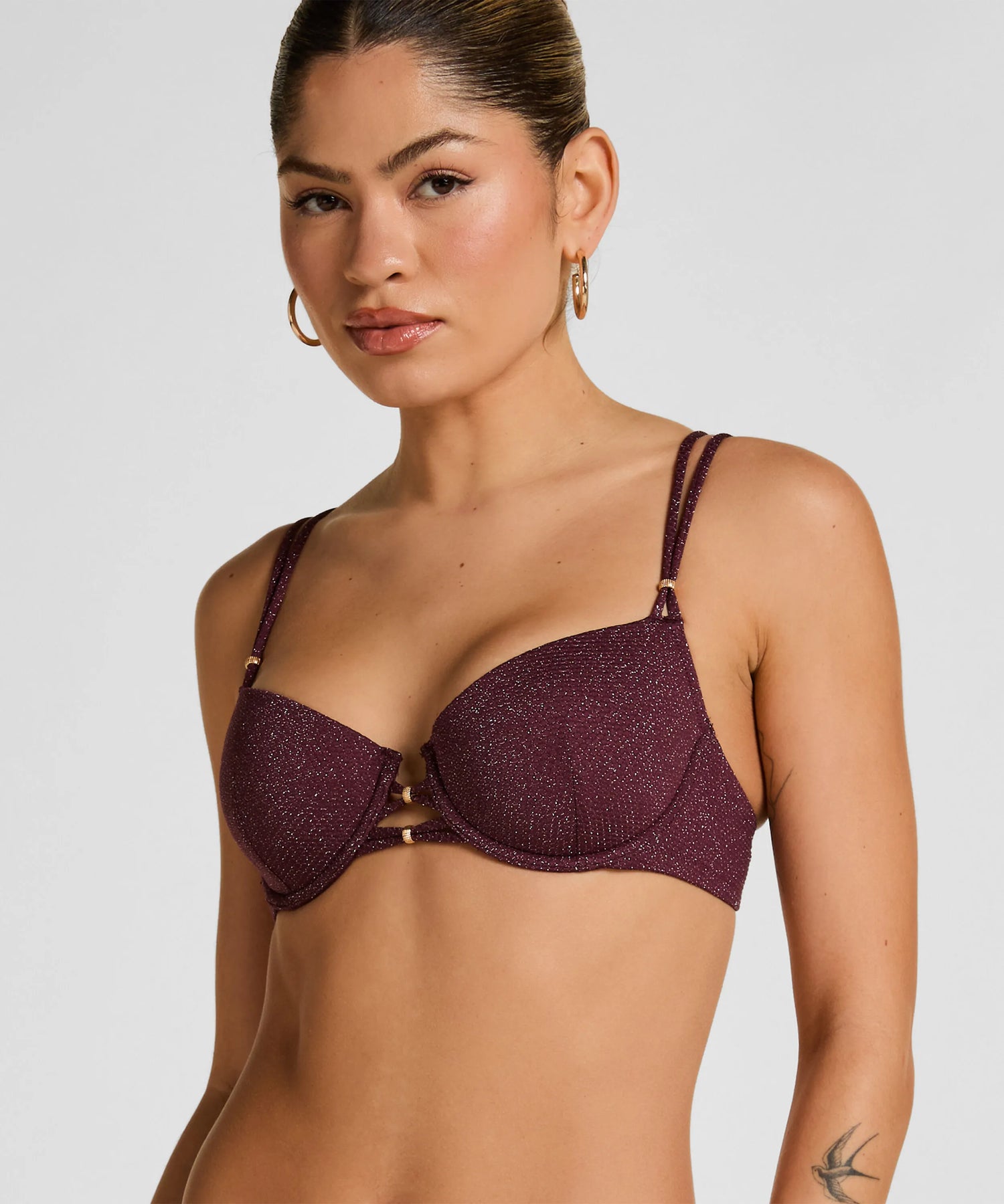Hunkemoller Purple Women Panama Padded Underwired Bikini Top SKU: 304525_Purple Image 01