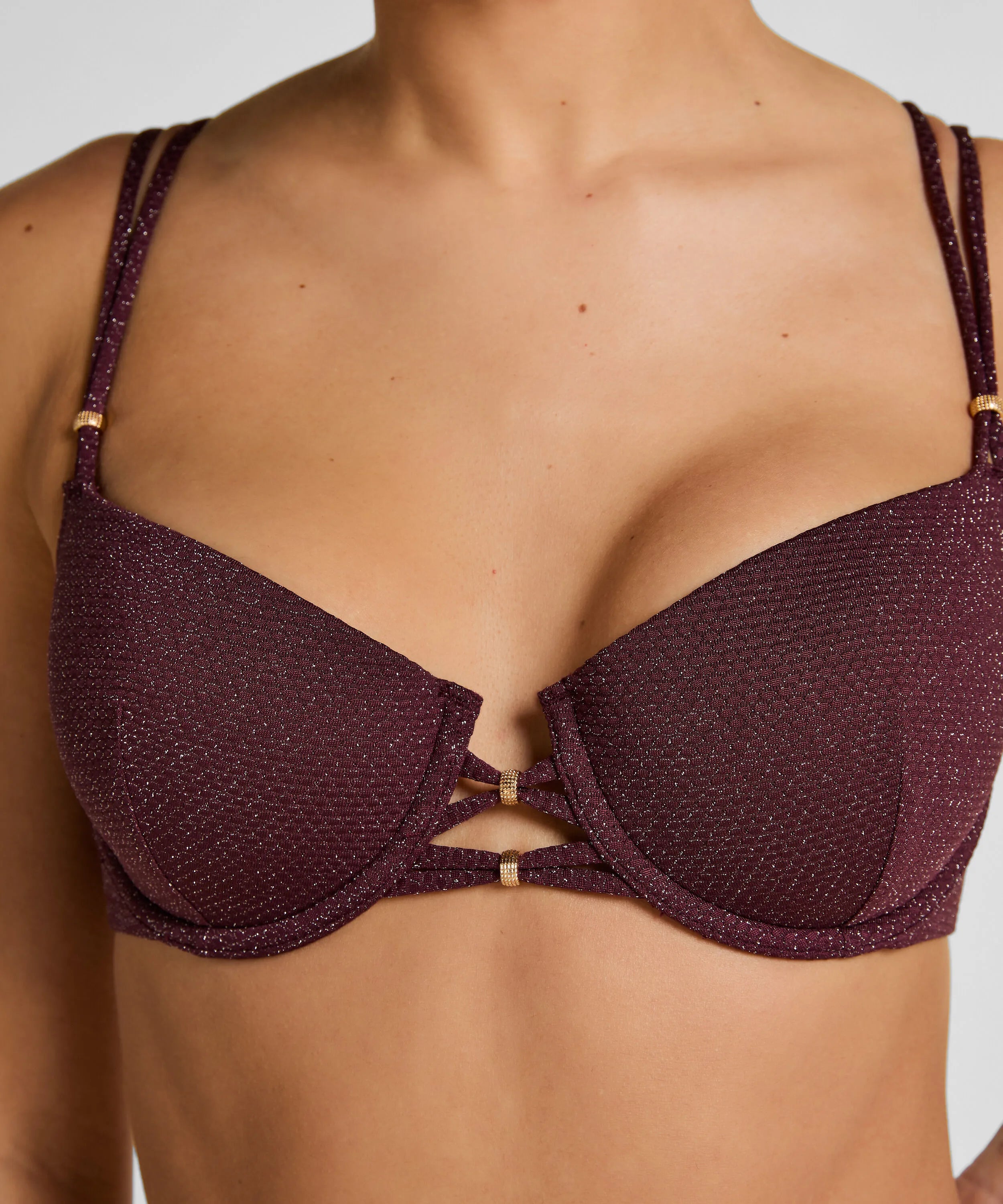 Hunkemoller Purple Women Panama Padded Underwired Bikini Top SKU: 304525_Purple Image 02