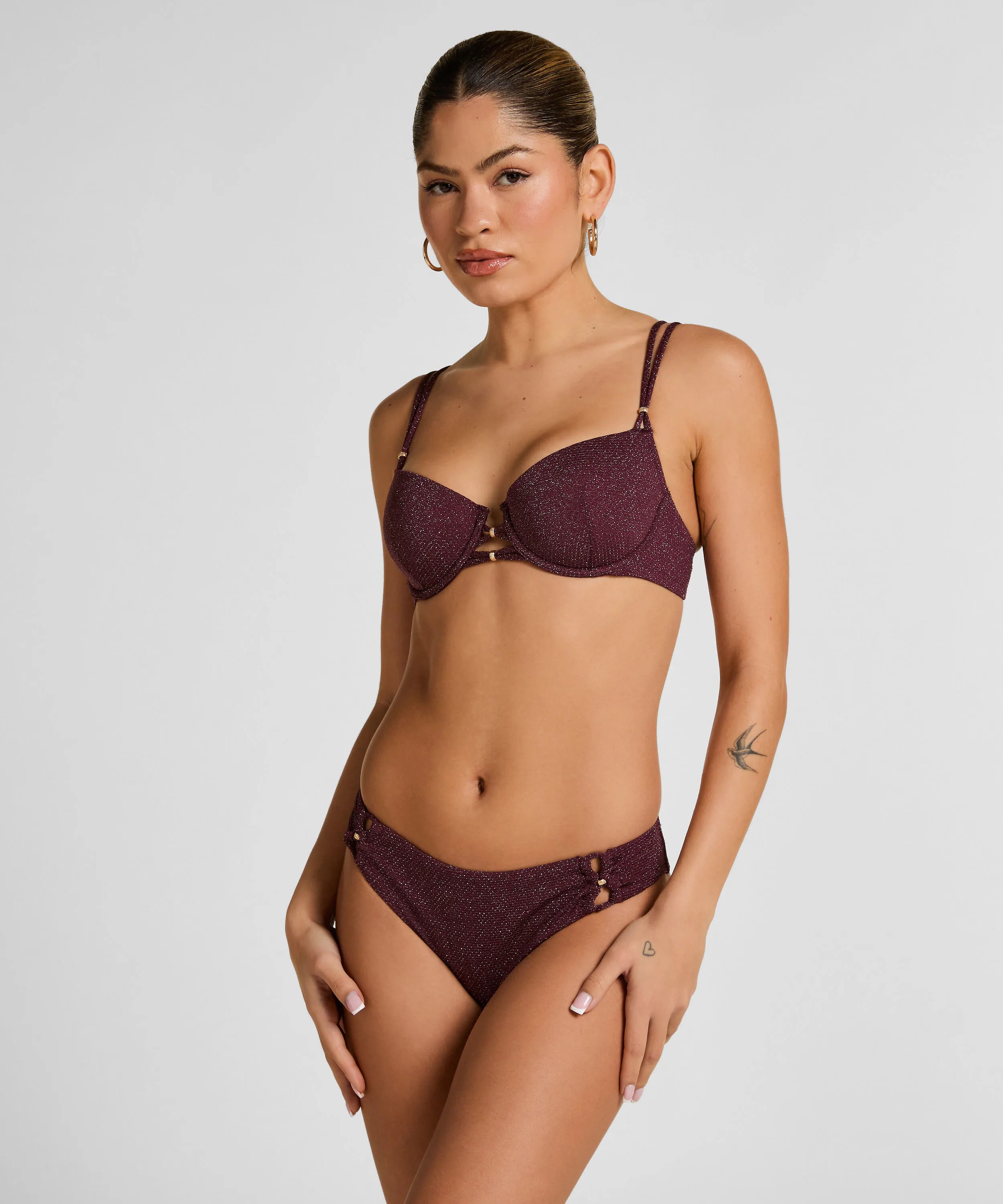 Hunkemoller Purple Women Panama Padded Underwired Bikini Top SKU: 304525_Purple Image 03