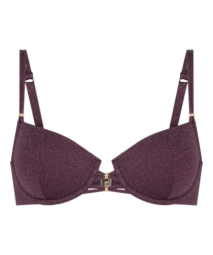 Hunkemoller Purple Women Panama Padded Underwired Bikini Top SKU: 304525_Purple Image 05