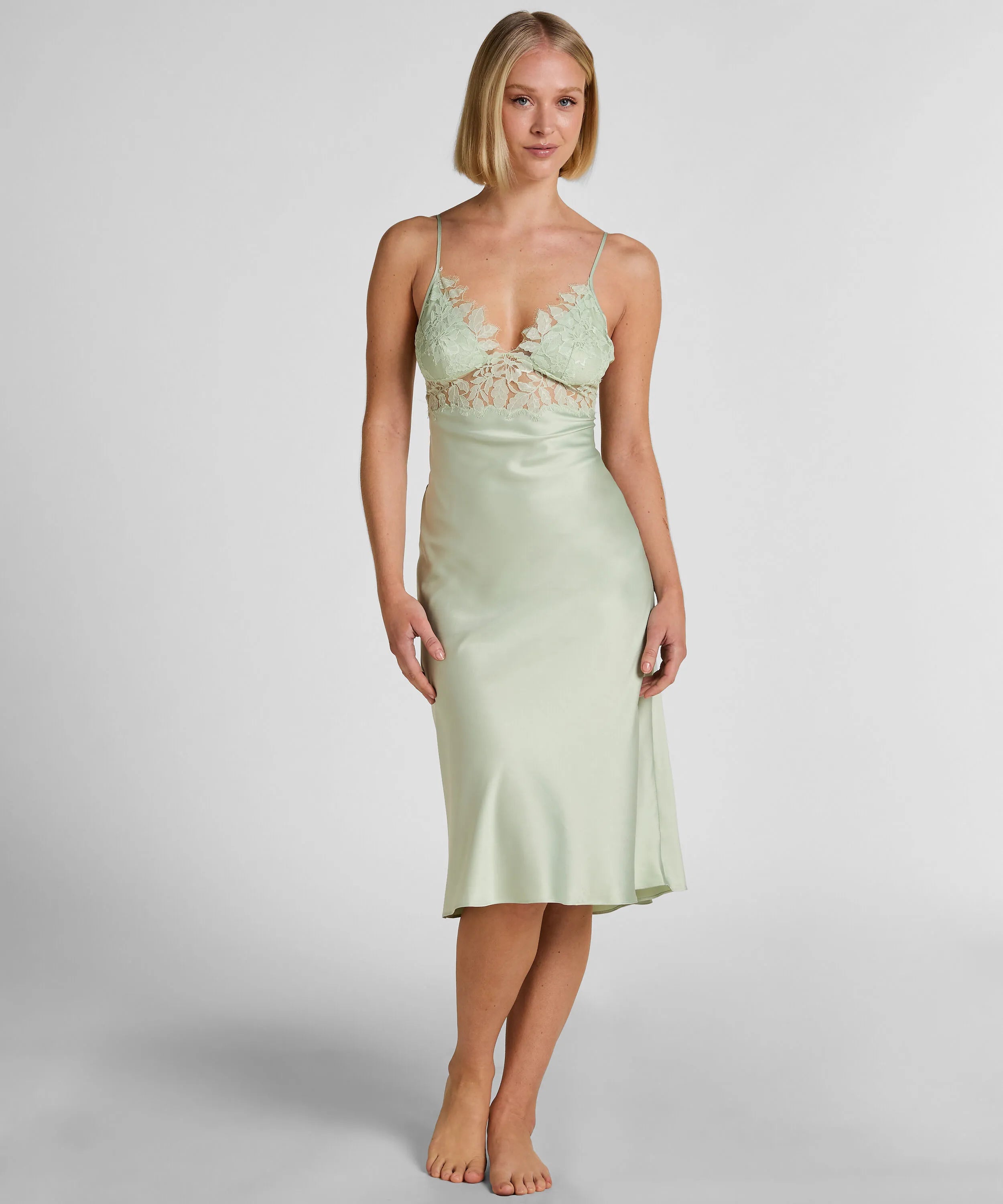 Hunkemoller Green Women Malou Slipdress SKU: 304580_Green Image 01