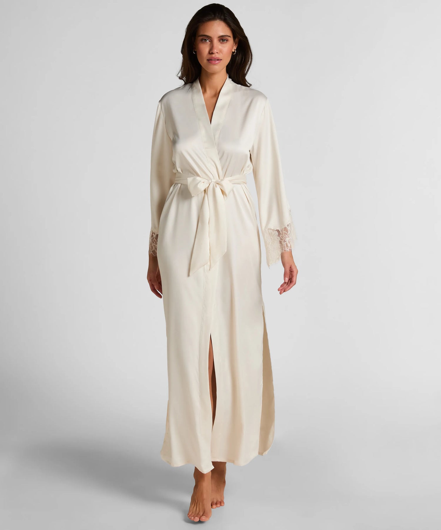 Hunkemoller Gardenia Women Kimono Long Satin Valerie SKU: 304581_Gardenia Image 01