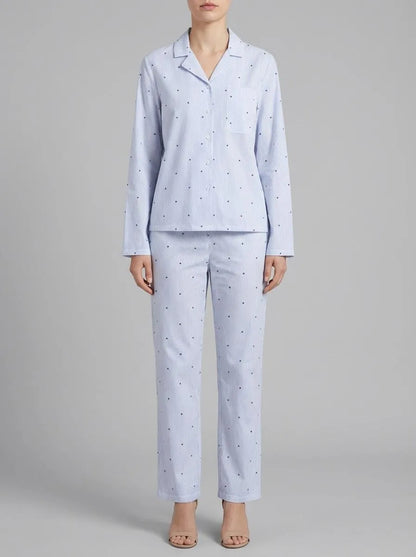 Hunkemoller Cornflower Blue Women Jacket Cotton Stripe Heart SKU: 304584_Cornflower Blue Image 00