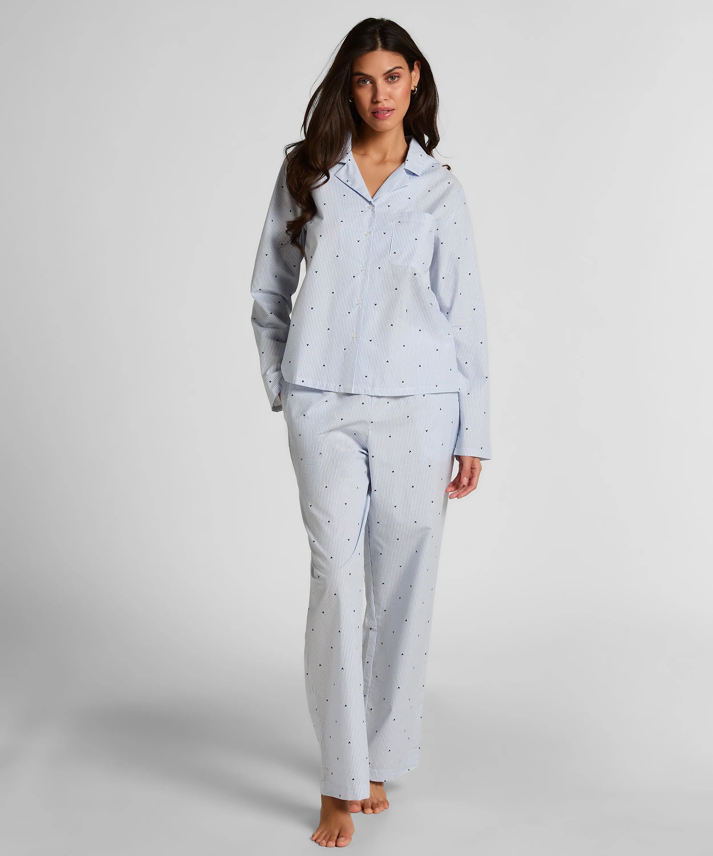 Hunkemoller Cornflower Blue Women Jacket Cotton Stripe Heart SKU: 304584_Cornflower Blue Image 04