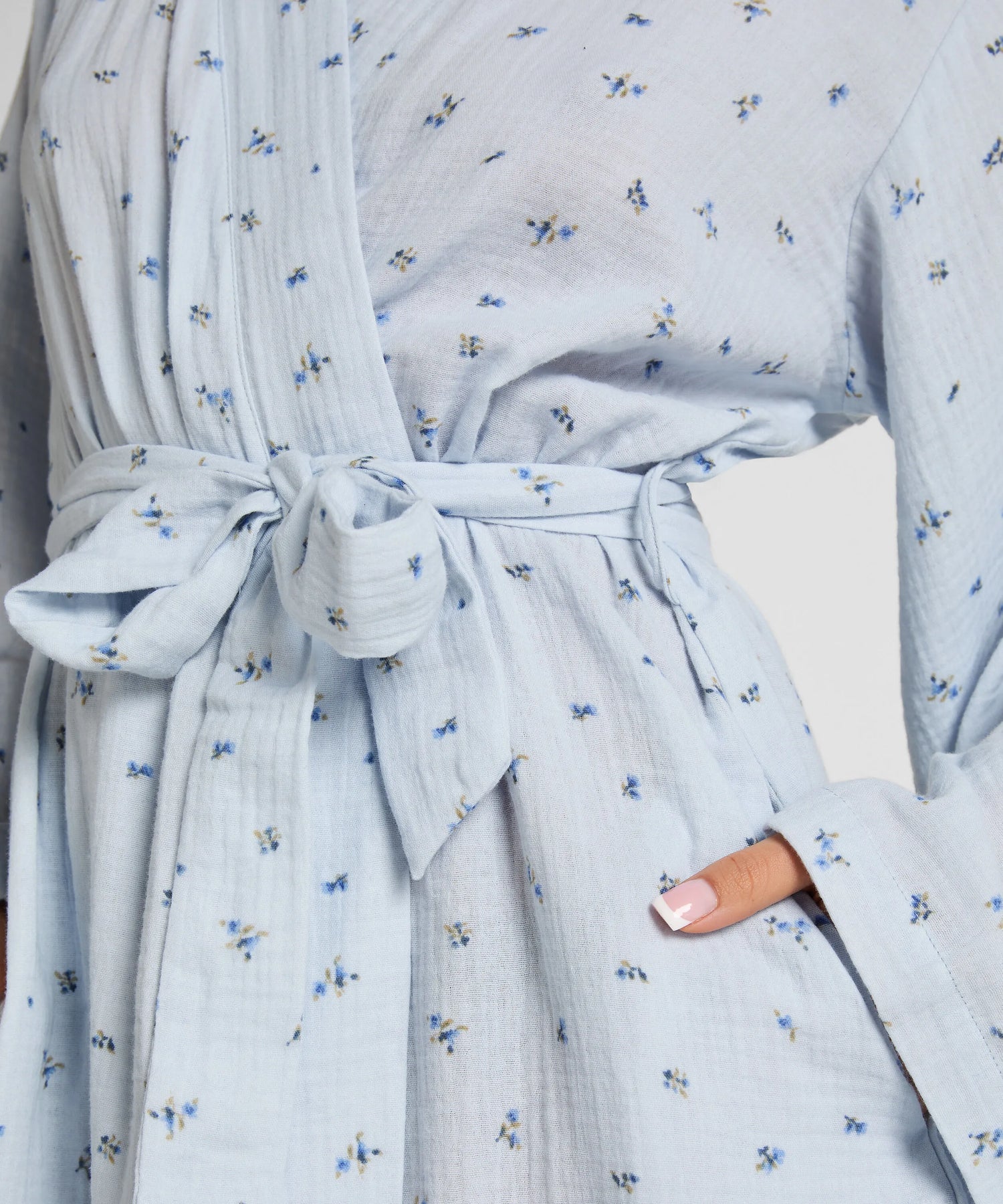 Hunkemoller Blue Women Muslin Robe Short SKU: 304591_Blue Image 02