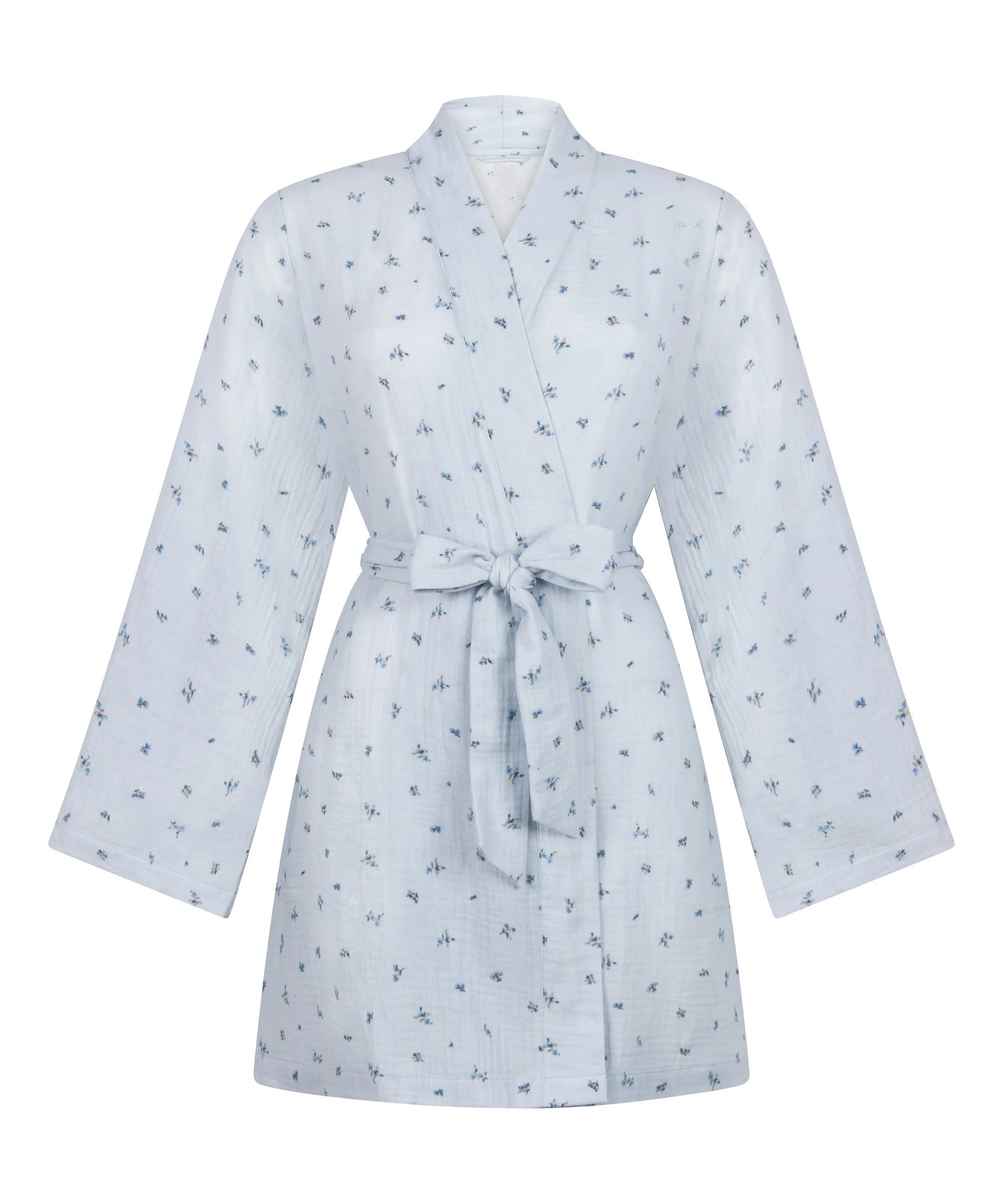 Hunkemoller Blue Women Muslin Robe Short SKU: 304591_Blue Image 04