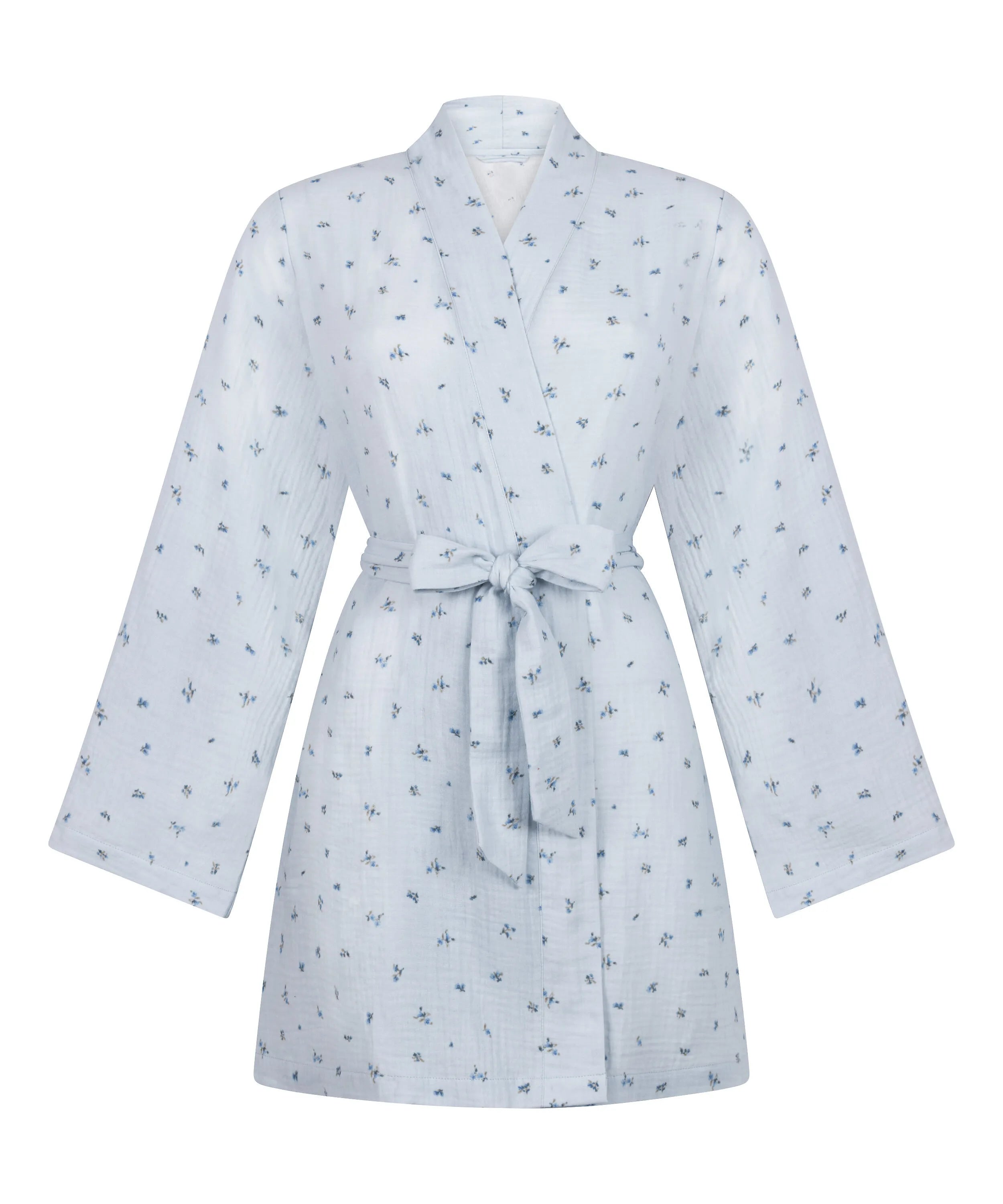 Hunkemoller Blue Women Muslin Robe Short SKU: 304591_Blue Image 04