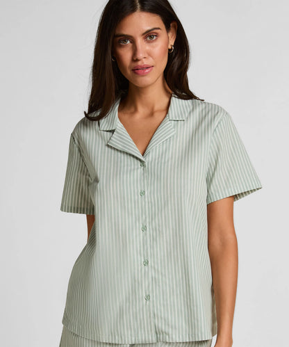 Hunkemoller Green Women Stripe Woven Jacket SKU: 304595_Green Image 01