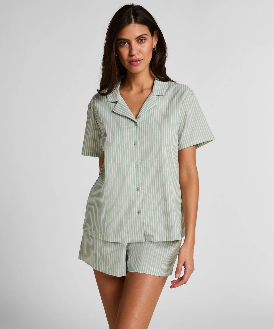 Hunkemoller Green Women Stripe Woven Jacket SKU: 304595_Green Image 03