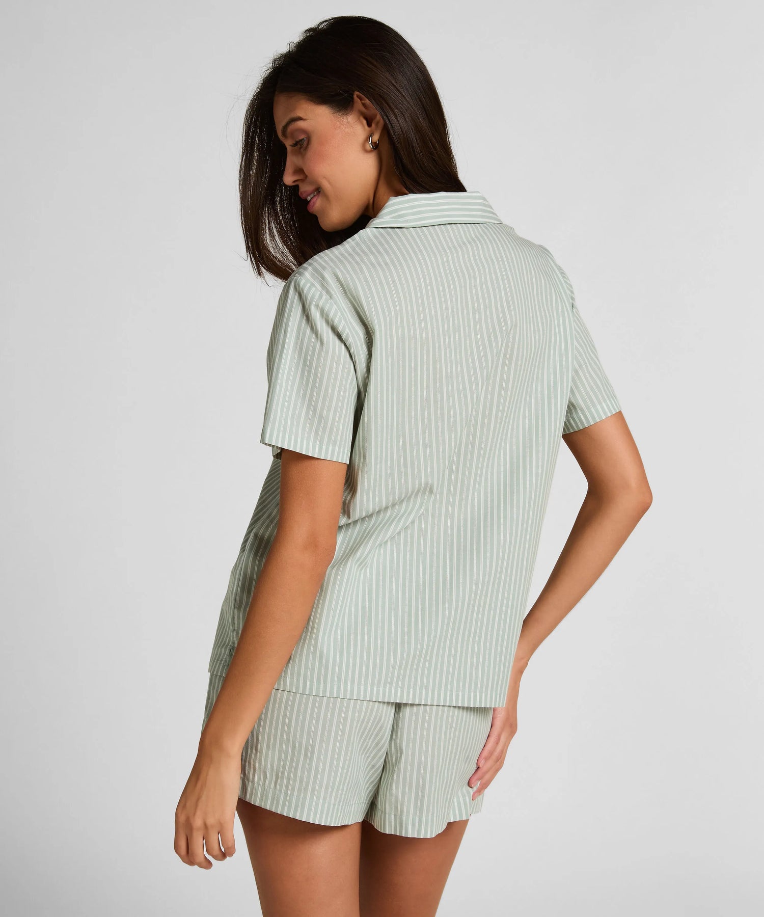 Hunkemoller Green Women Stripe Woven Jacket SKU: 304595_Green Image 04