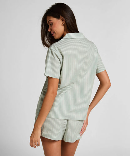 Hunkemoller Green Women Stripe Woven Short SKU: 304596_Green Image 03
