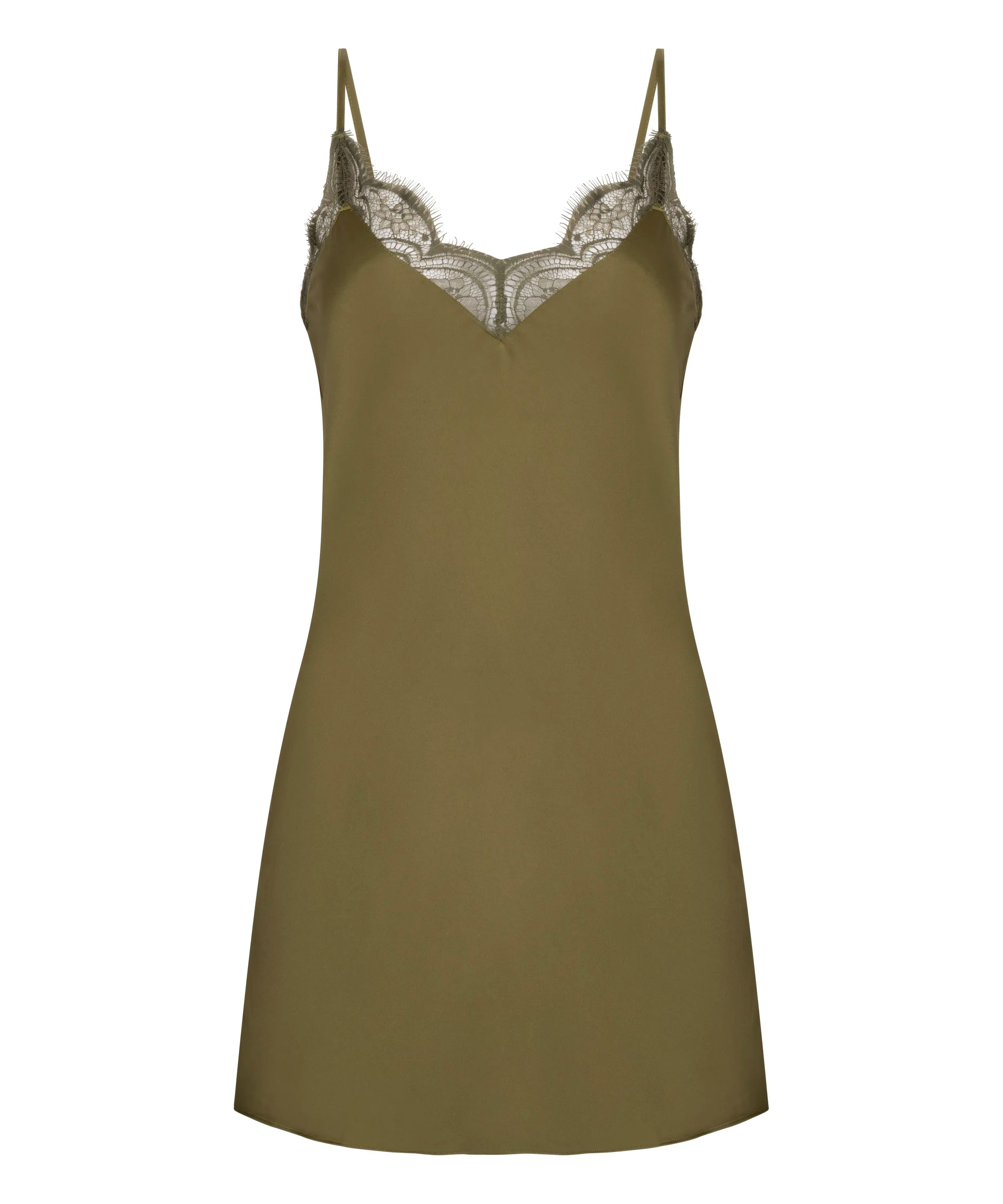 Hunkemoller Olive Drab Women Slipdress Lace SKU: 304600_Olive Drab Image 04