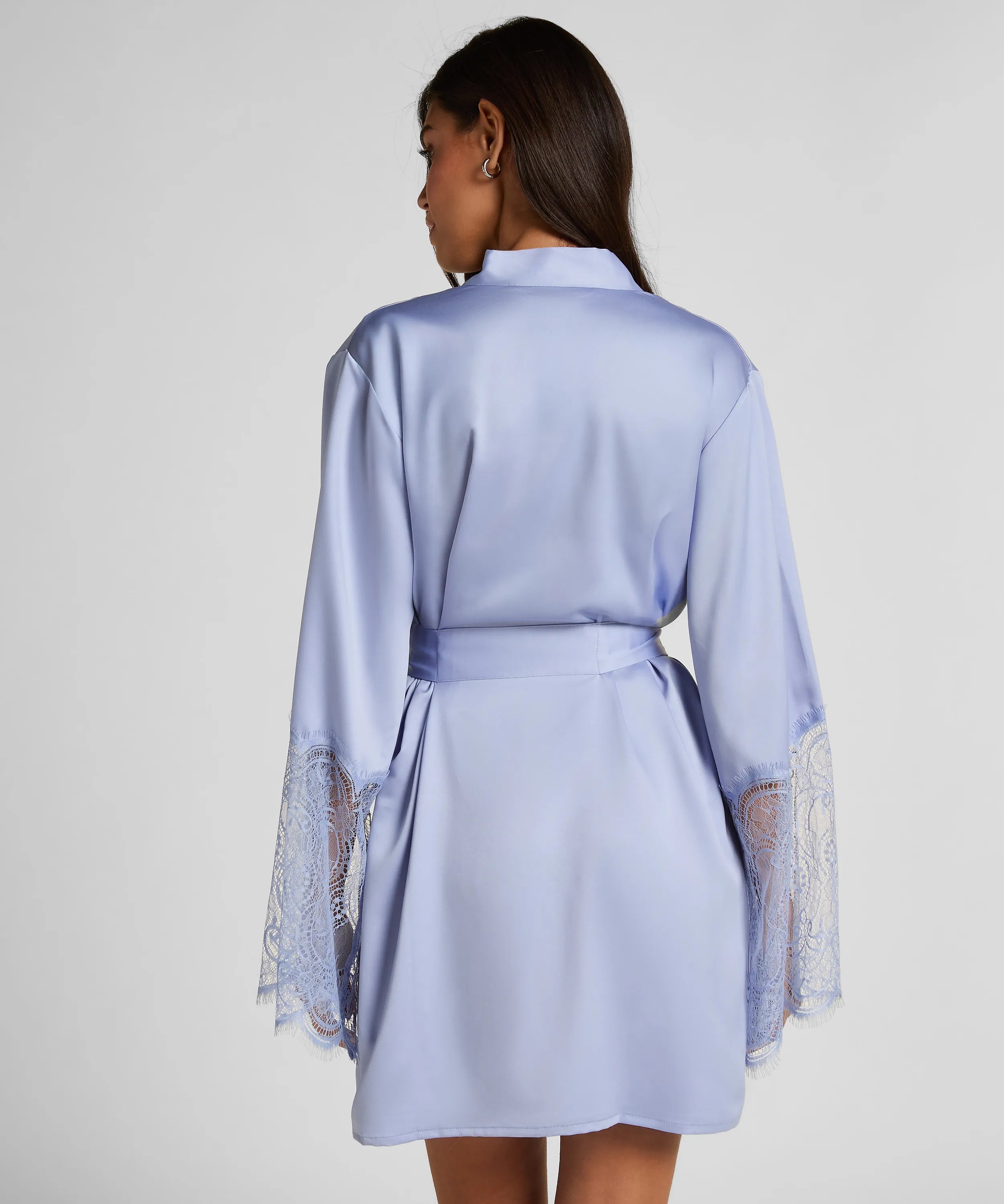 Hunkemoller Baby Lavender Women Satin Kimono SKU: 304602_Baby Lavender Image 03