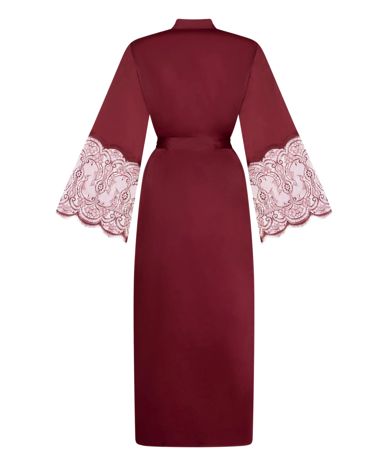 Hunkemoller Cabernet Women Kimono Long Satin Lace SKU: 304606_Cabernet Image 05