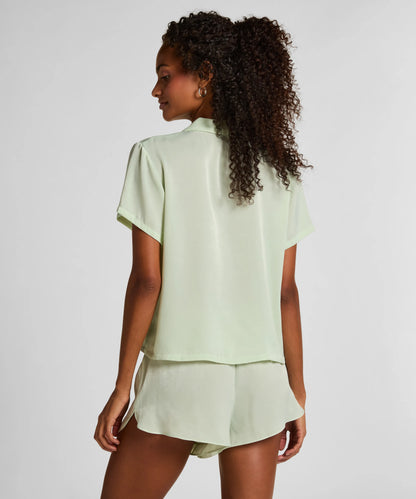 Hunkemoller Sea Foam Women Satin Short-Sleeved Jacket SKU: 304607_Sea Foam Image 04