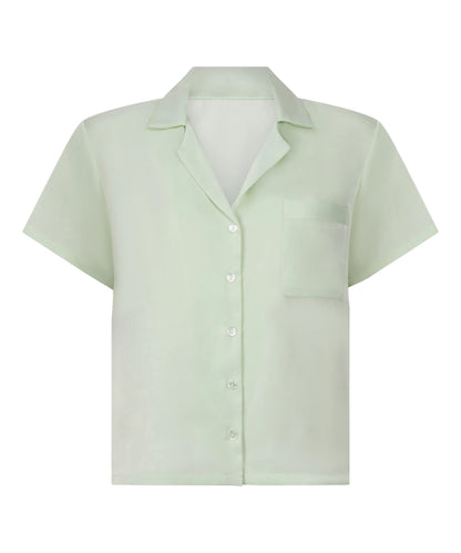 Hunkemoller Sea Foam Women Satin Short-Sleeved Jacket SKU: 304607_Sea Foam Image 05