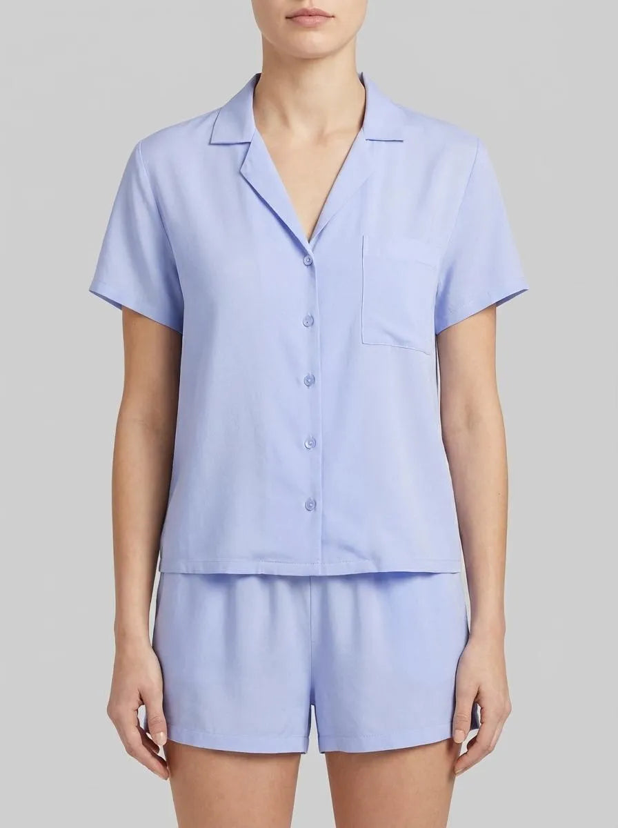 Hunkemoller Baby Lavender Women Satin Short-Sleeved Jacket SKU: 304608_Baby Lavender Image 00