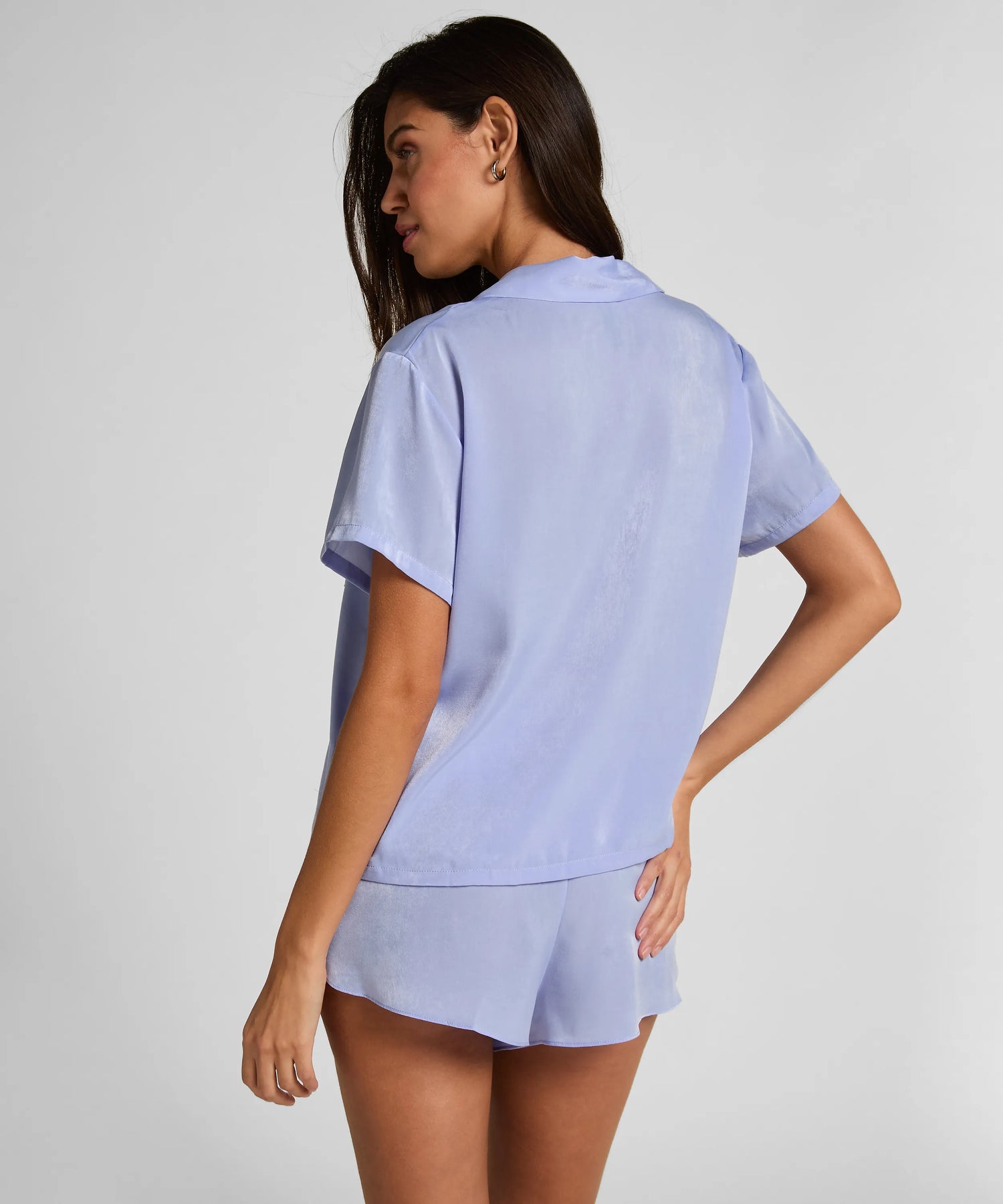 Hunkemoller Baby Lavender Women Satin Short-Sleeved Jacket SKU: 304608_Baby Lavender Image 04