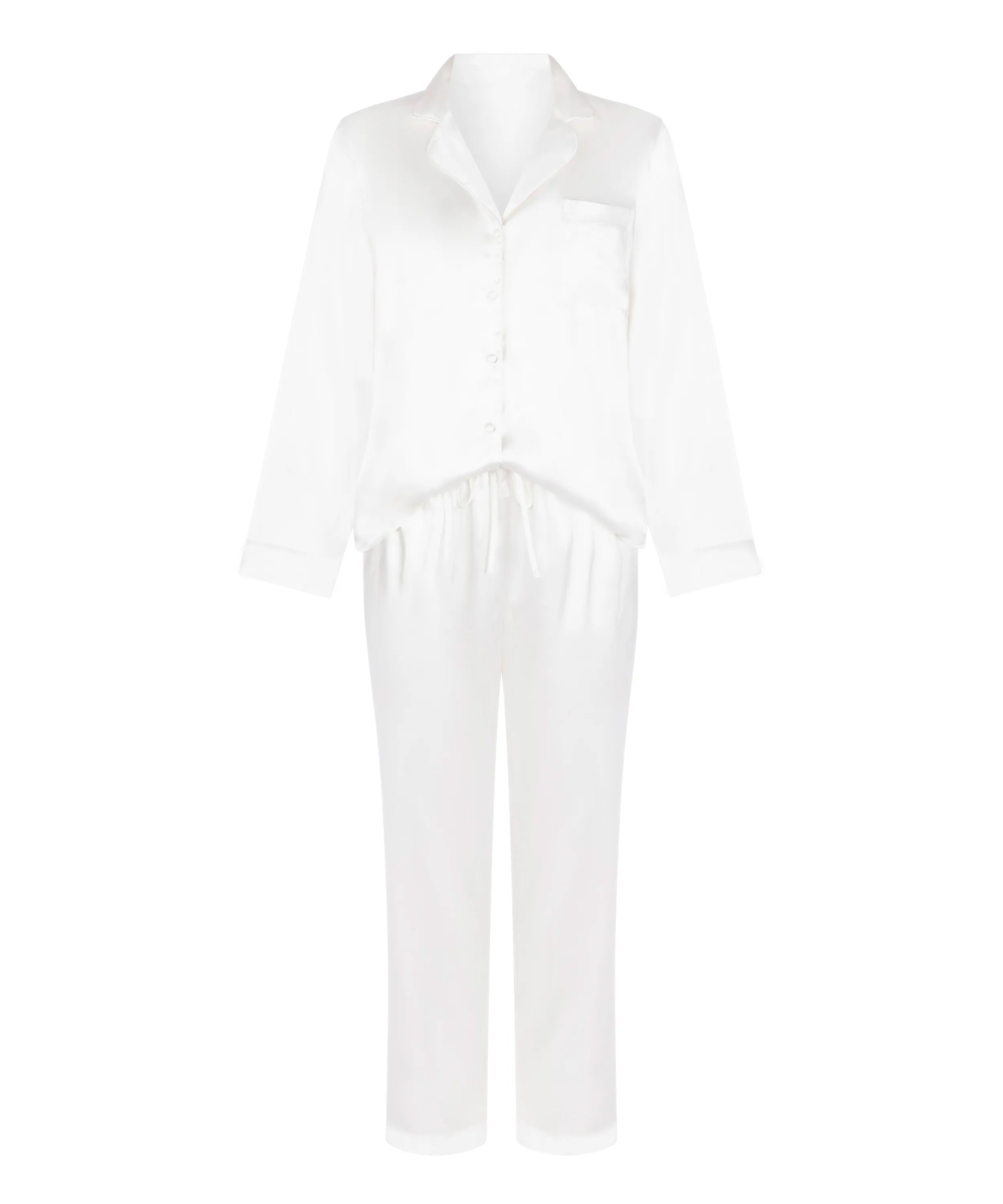 Hunkemoller Gardenia Women Shiny Satin Pyjama Set SKU: 304611_Gardenia Image 04