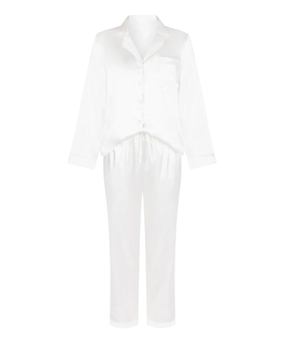 Hunkemoller Gardenia Women Shiny Satin Pyjama Set SKU: 304611_Gardenia Image 04