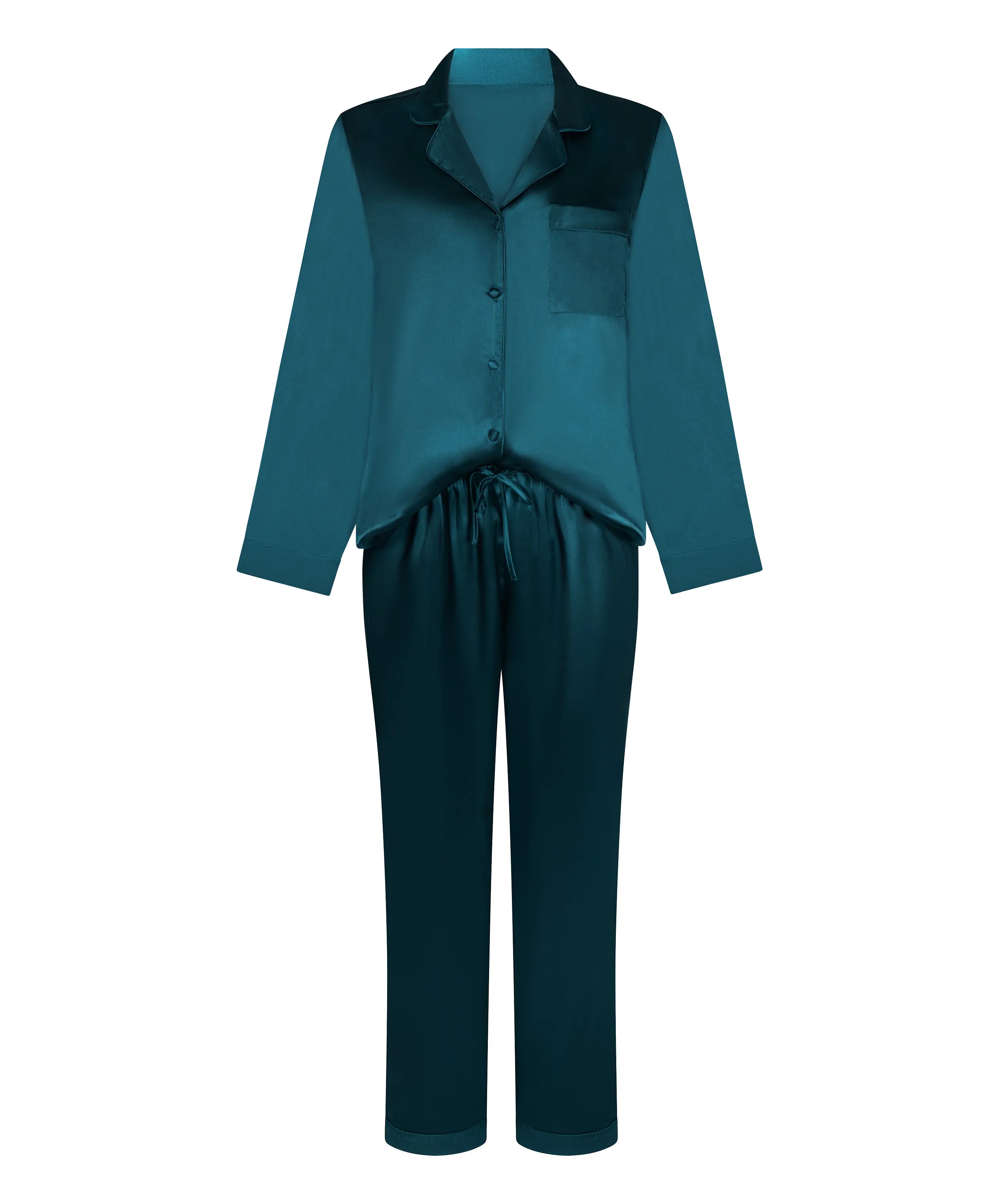 Hunkemoller Reflecting Pond Women Shiny Satin Pyjama Set SKU: 304612_Reflecting Pond Image 04