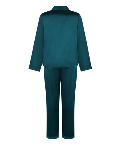 Hunkemoller Reflecting Pond Women Shiny Satin Pyjama Set SKU: 304612_Reflecting Pond Image 05