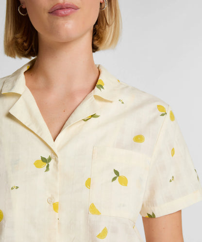 Hunkemoller White Women Lemon Pyjama Set SKU: 304619_White Image 02