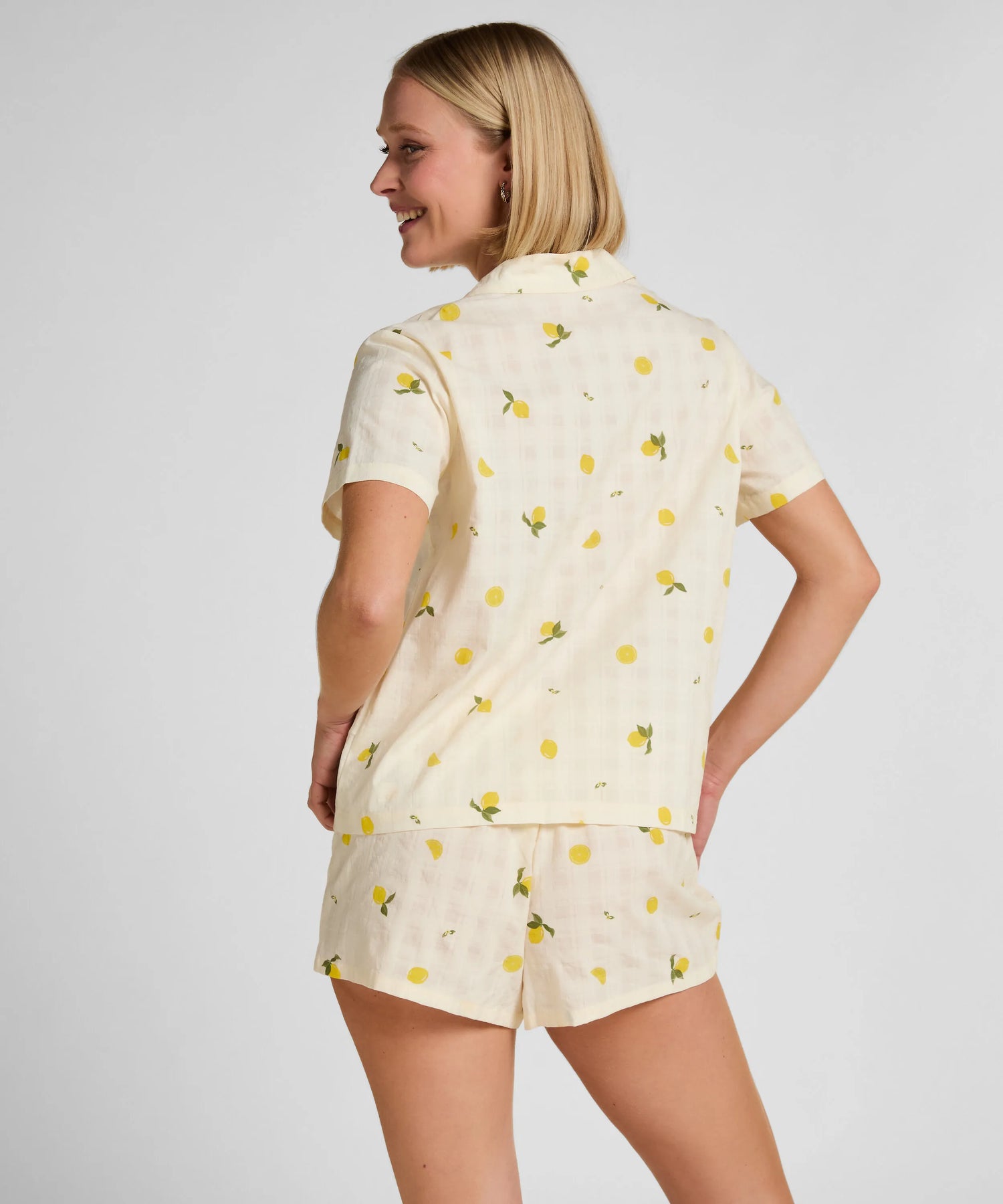 Hunkemoller White Women Lemon Pyjama Set SKU: 304619_White Image 03