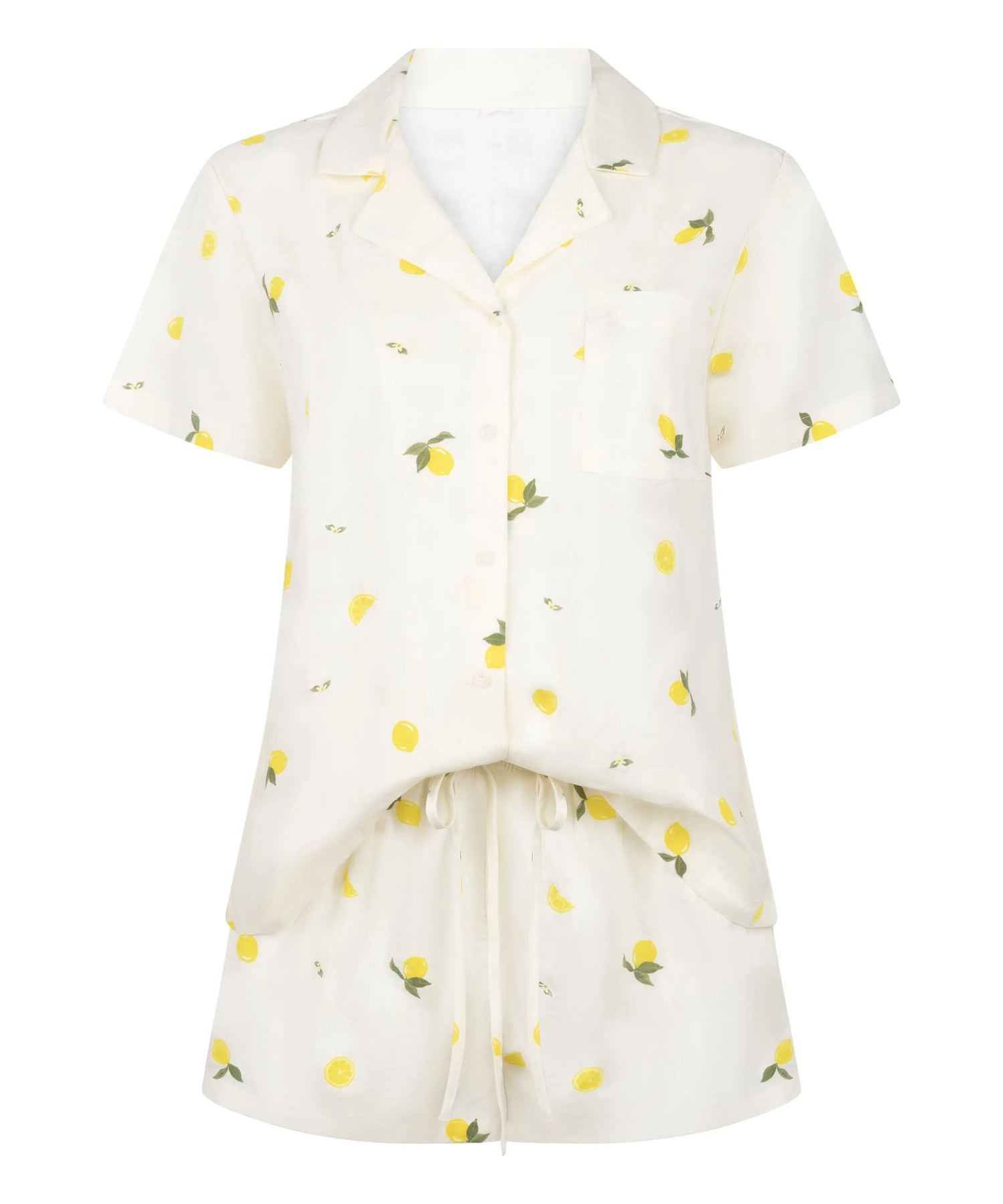 Hunkemoller White Women Lemon Pyjama Set SKU: 304619_White Image 04
