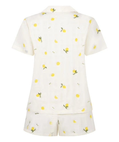 Hunkemoller White Women Lemon Pyjama Set SKU: 304619_White Image 05