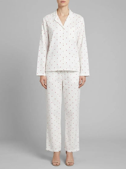 Hunkemoller Gardenia Women Pyjama Set Cotton Hearts SKU: 304621_Gardenia Image 00