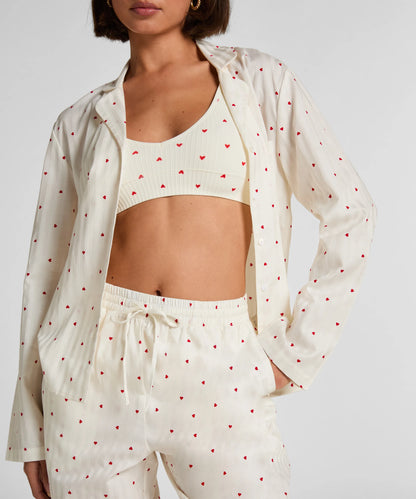 Hunkemoller Gardenia Women Pyjama Set Cotton Hearts SKU: 304621_Gardenia Image 02