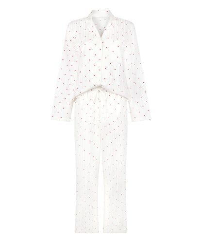 Hunkemoller Gardenia Women Pyjama Set Cotton Hearts SKU: 304621_Gardenia Image 04