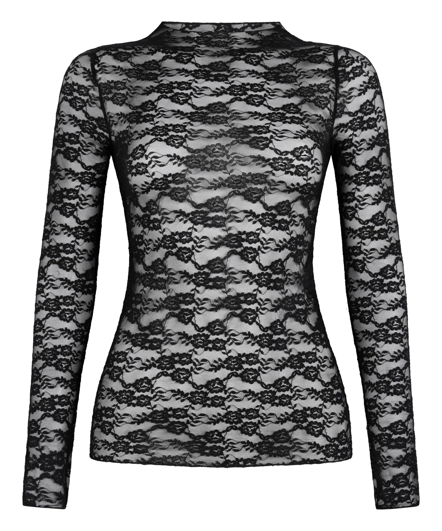 Hunkemoller Black Women Allover Lace Top SKU: 304626_Black Image 05