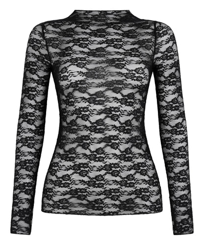 Hunkemoller Black Women Allover Lace Top SKU: 304626_Black Image 05
