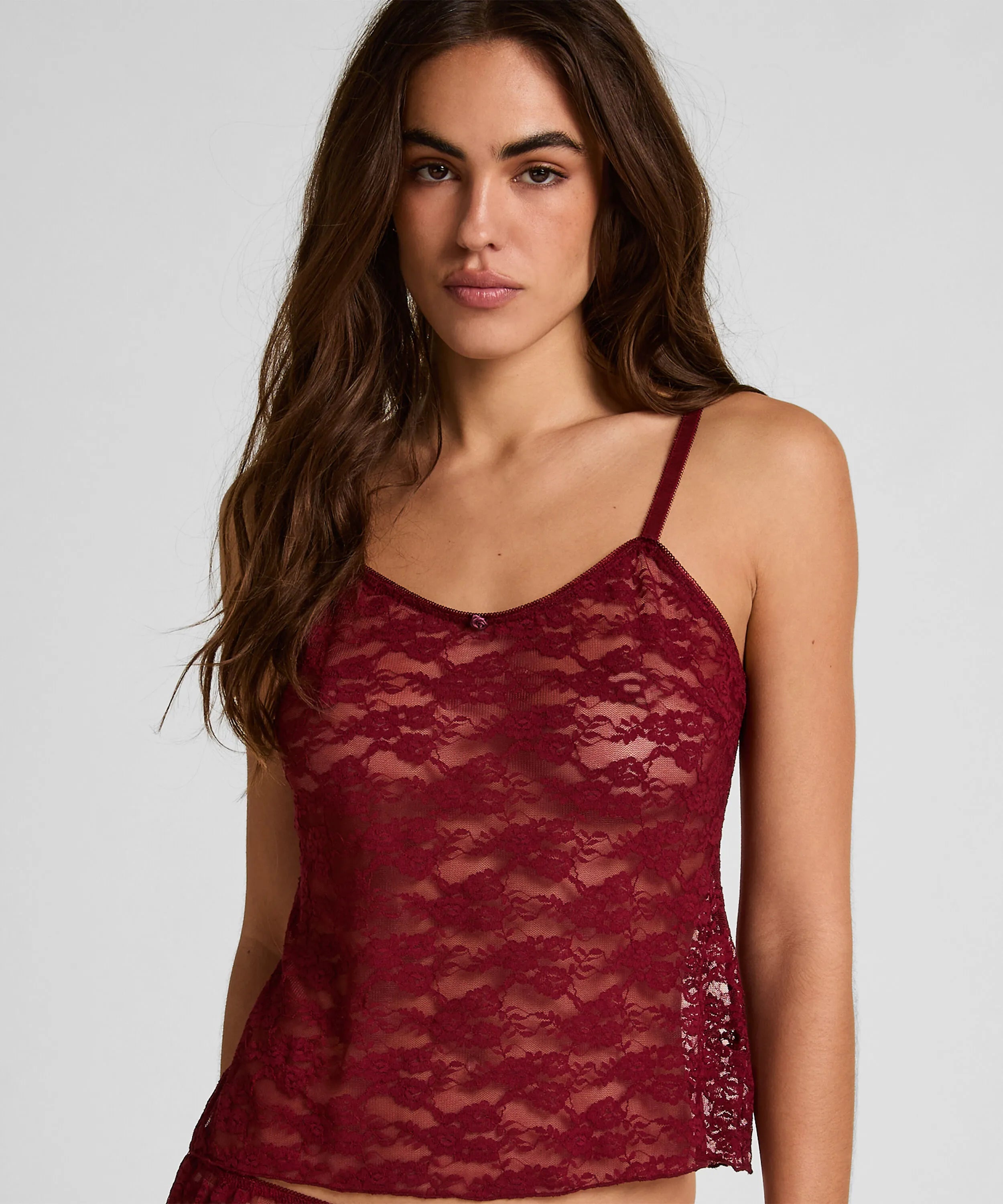 Hunkemoller Red Women Allover Lace Cami SKU: 304628_Red Image 01