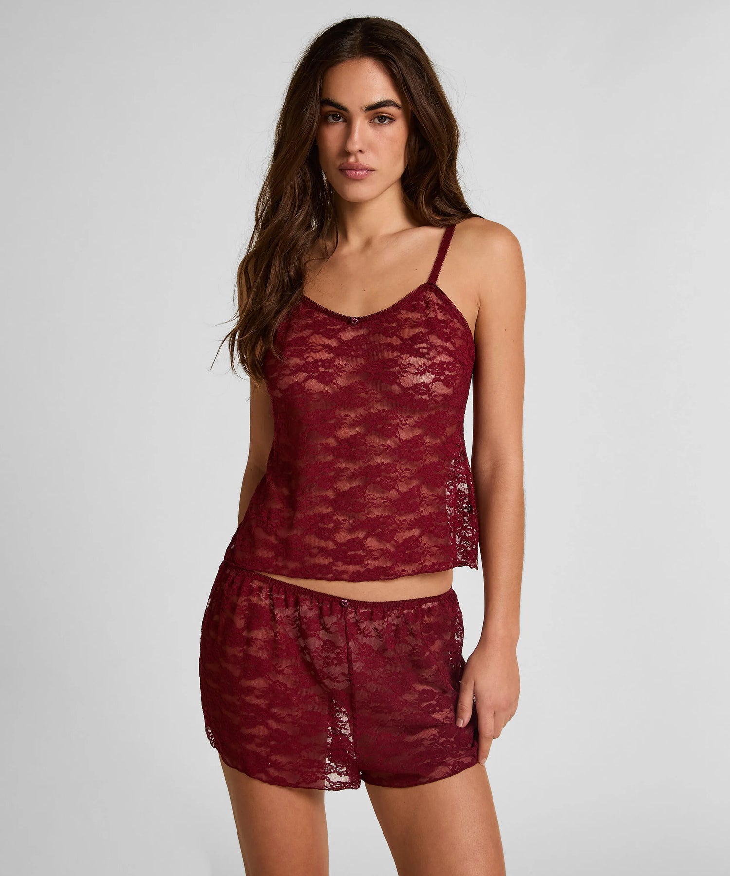 Hunkemoller Red Women Allover Lace Cami SKU: 304628_Red Image 03