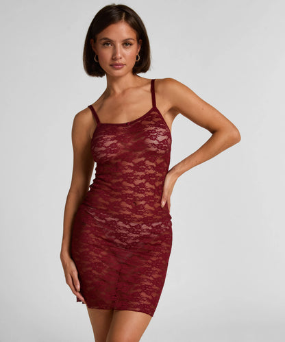Hunkemoller Red Women Allover Lace Slipdress SKU: 304634_Red Image 01