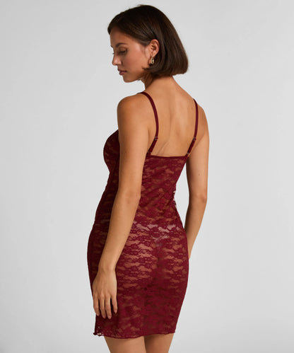 Hunkemoller Red Women Allover Lace Slipdress SKU: 304634_Red Image 03