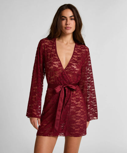Hunkemoller Red Women Allover Lace Kimono SKU: 304636_Red Image 01