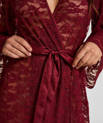 Hunkemoller Red Women Allover Lace Kimono SKU: 304636_Red Image 02