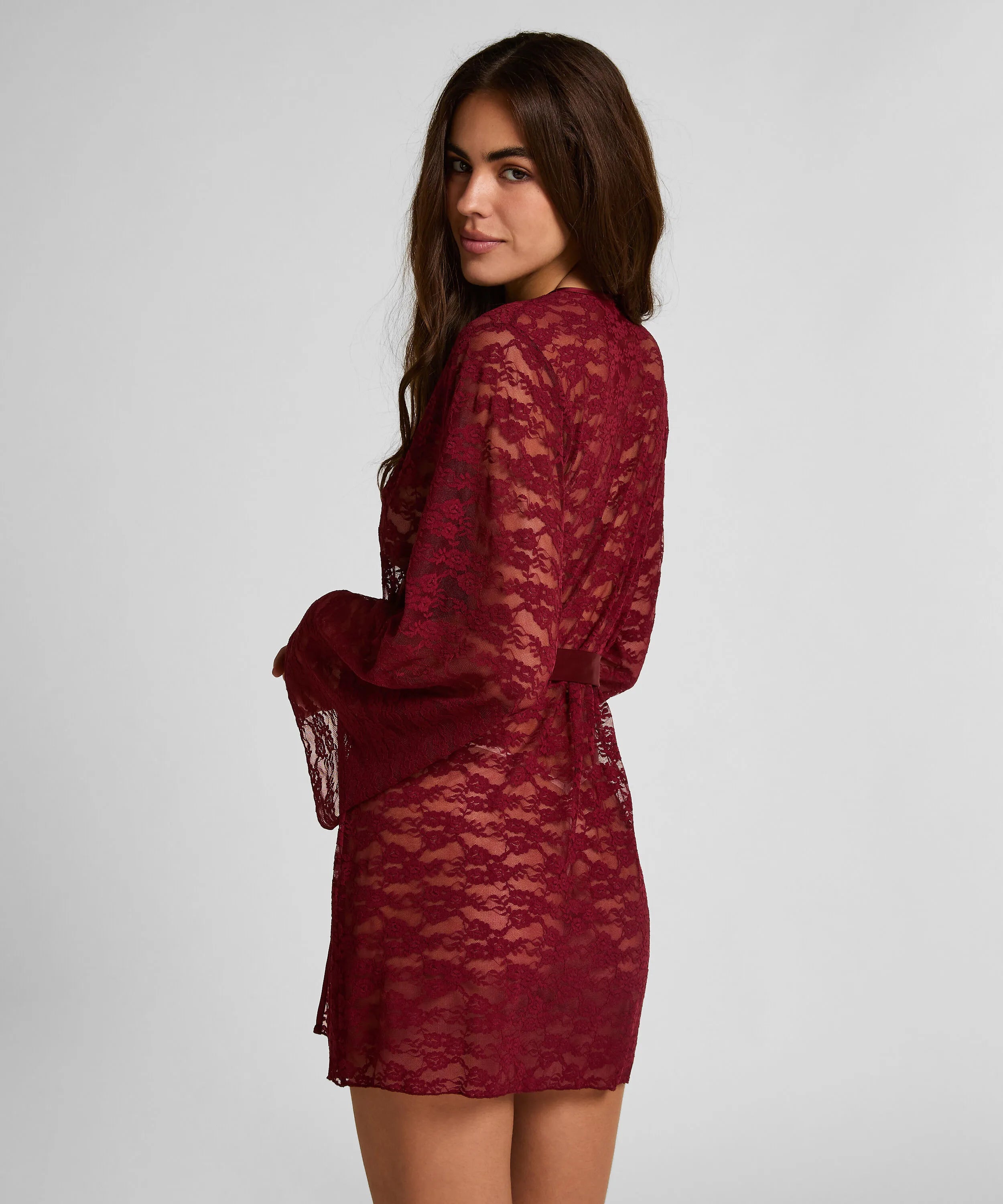 Hunkemoller Red Women Allover Lace Kimono SKU: 304636_Red Image 04