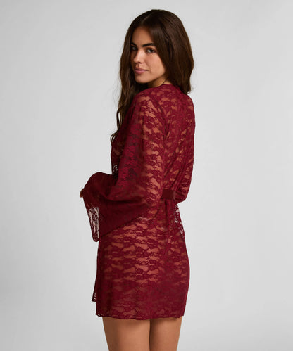 Hunkemoller Red Women Allover Lace Kimono SKU: 304636_Red Image 04