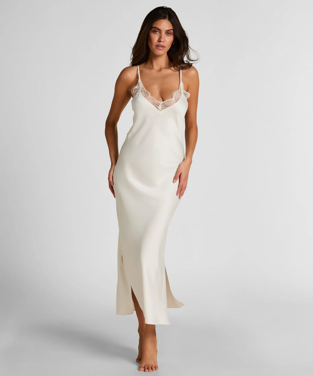 Hunkemoller Gardenia Women Slipdress Long Satin SKU: 304637_Gardenia Image 01