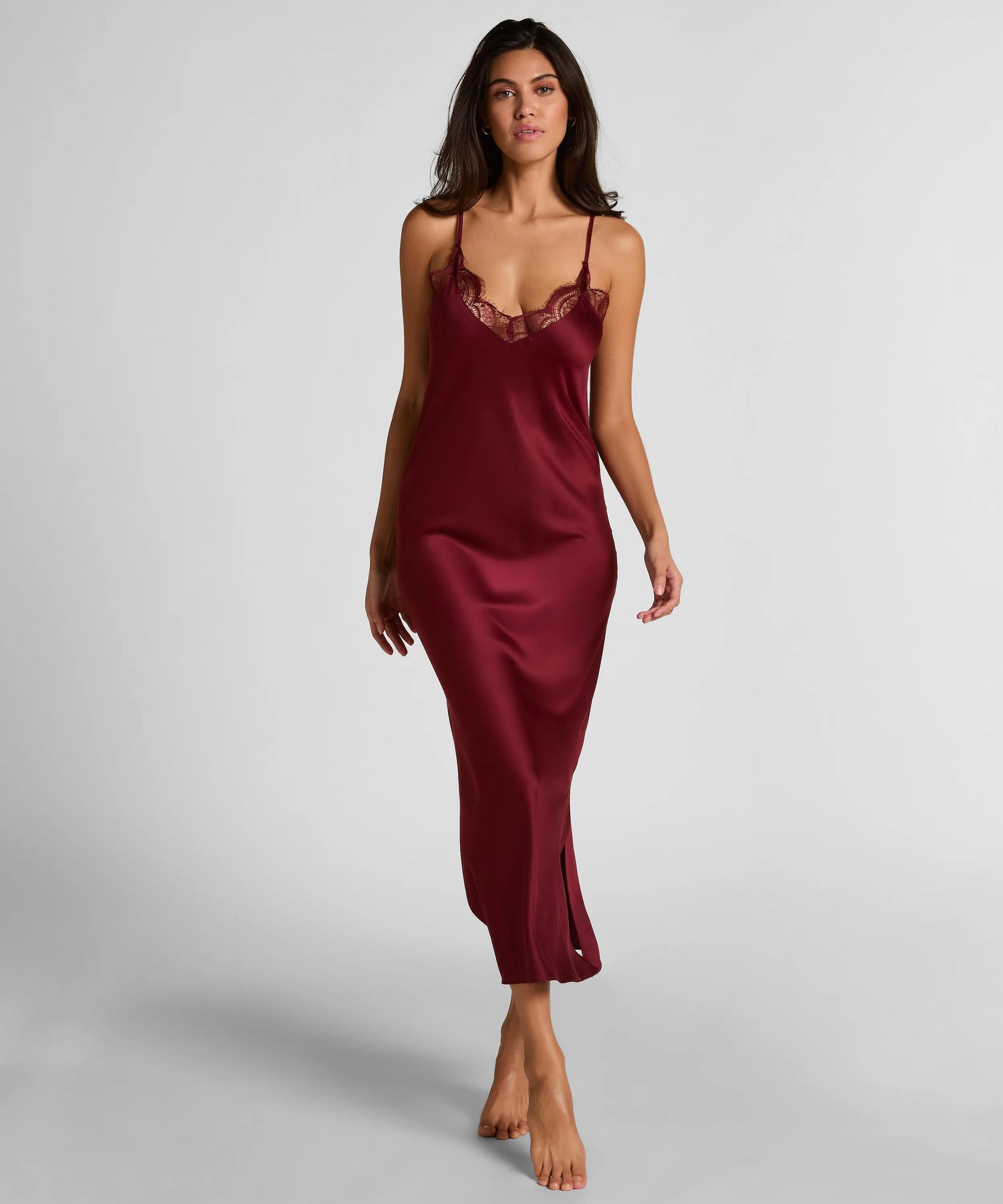 Hunkemoller Cabernet Women Slipdress Long Satin SKU: 304638_Cabernet Image 01