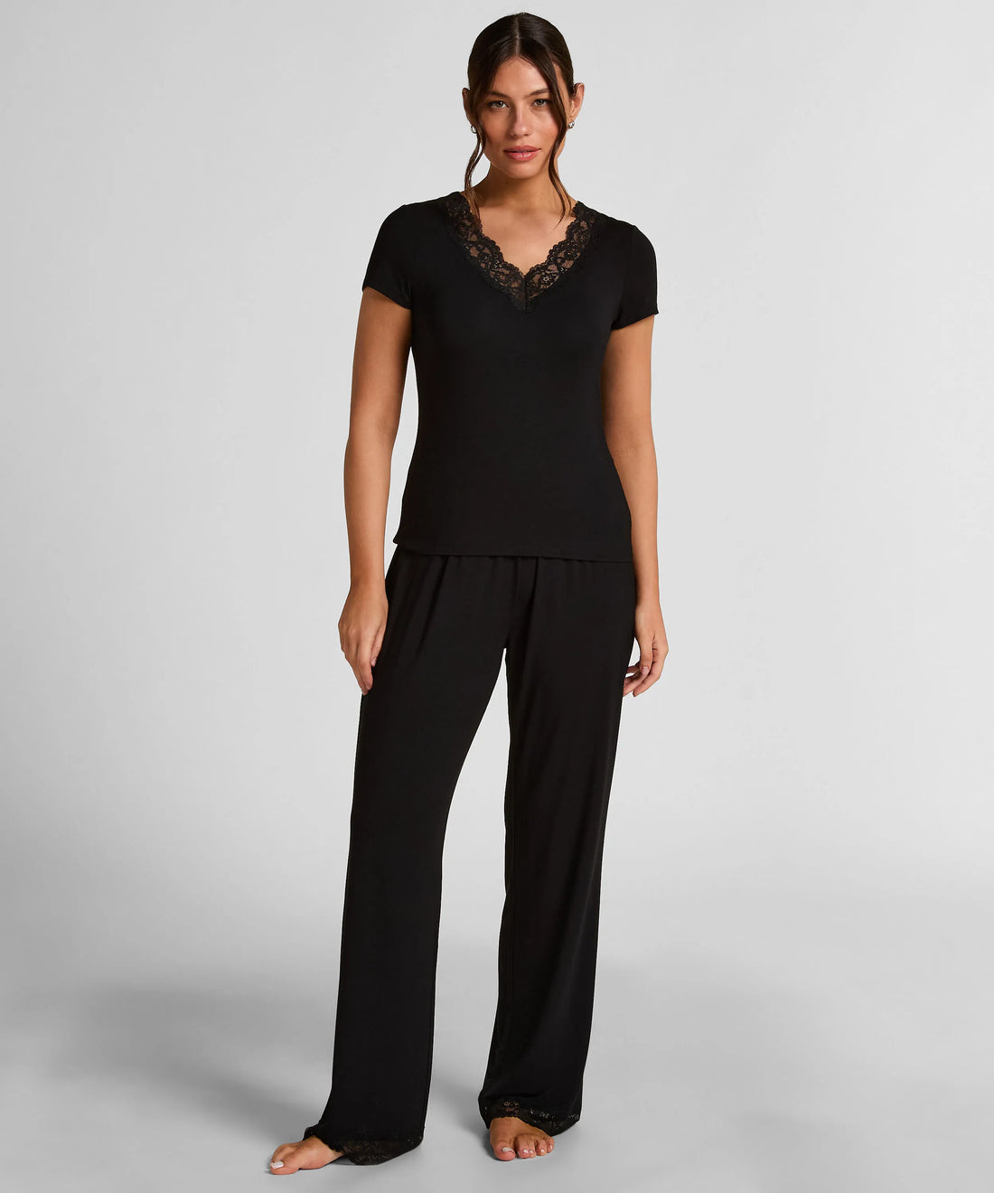 Hunkemoller Black Women Nana Pyjama Set SKU: 304644_Black Image 01